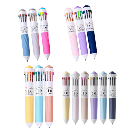 Stylo à bille rétractable multicolore 10 couleurs en 1, 3/6-1 2