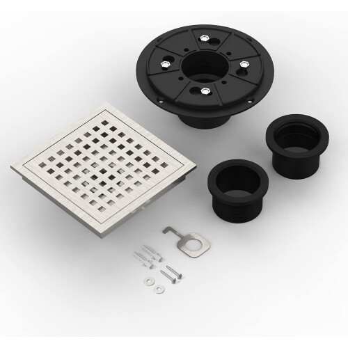 Square Shower Floor Drain Brushed Nickel 48 L/min