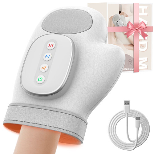 Massageador de mãos com aquecimento, 3 modos e 2 níveis de temperatura.