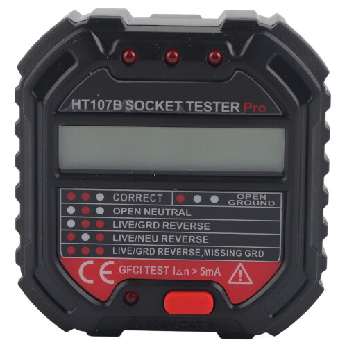 Stikkontakttester med LCD-display til fejlfinding af ledninger