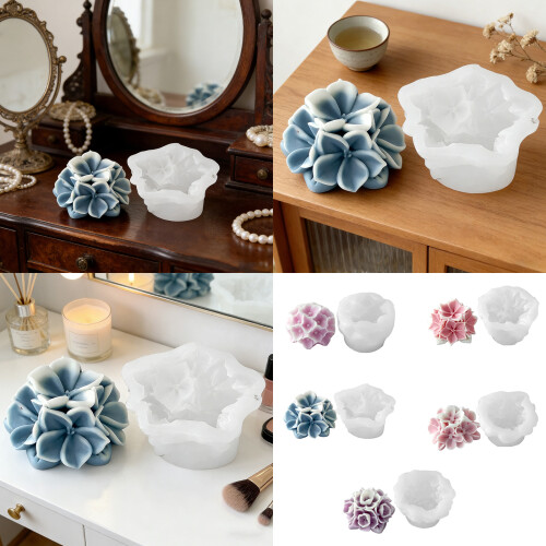 High Temperatures Resistant Silicone Hydrangea Candle-F670 2