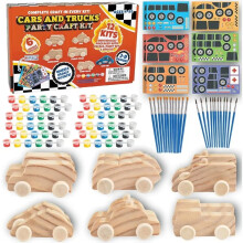 Kits de manualidades para pintar coches de madera en 3D para niños – 12 piezas
