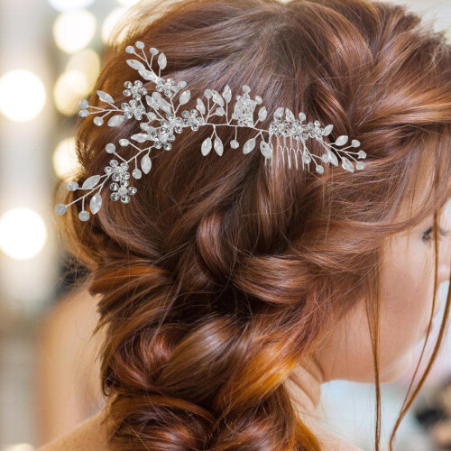 Pente de cabelo floral com strass para noivas
