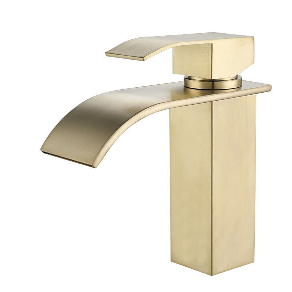 Brushed Gold Bathroom Faucet Single Handle Waterfall Spout 9104899475343