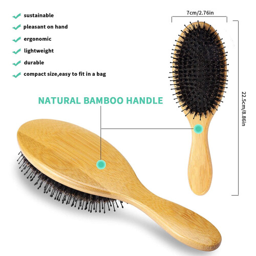 Spazzola per capelli con setole di cinghiale e doppie setole antistatiche 2