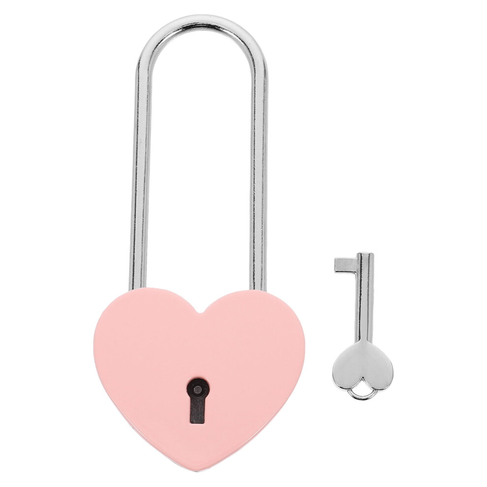 Pink Heart-Shaped Zinc Alloy Padlock With Key 9104899480392