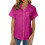 Women's short-sleeved polo shirt, button-down-rose red M 1