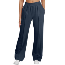 Womens Wide Leg Baggy Casual Sweatpants Loose High-Dark Blue M