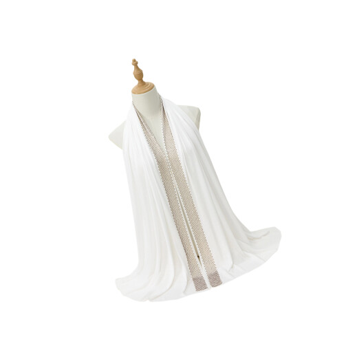 Long Scarf Middle Eastern Charm Design Prayer Turban-White