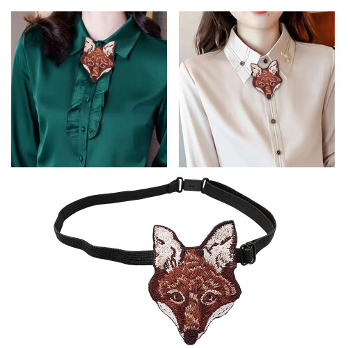 Polyester Silk Bowtie With Embroidery Animal Easy Fasten Clip 1