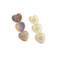 Set of 2 Piece Elegant Love Heart Button Hair Clip-White