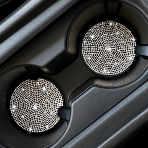 Sparkly Rhinestones Coasters Car Decorative Cup Holder-Black 2