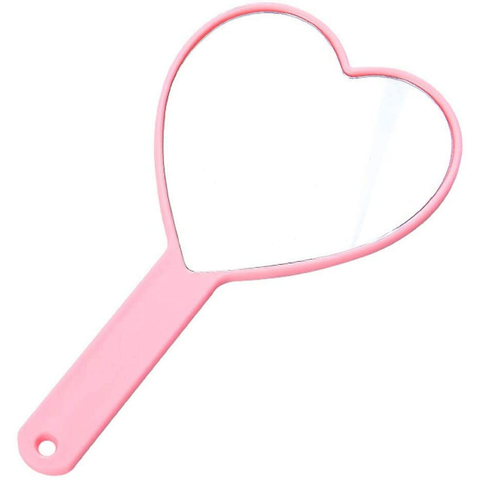 Heart-Shaped Portable Hand Mirror in Pink