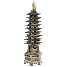 Estátua de pagode em metal, modelo bronze, 18 cm
