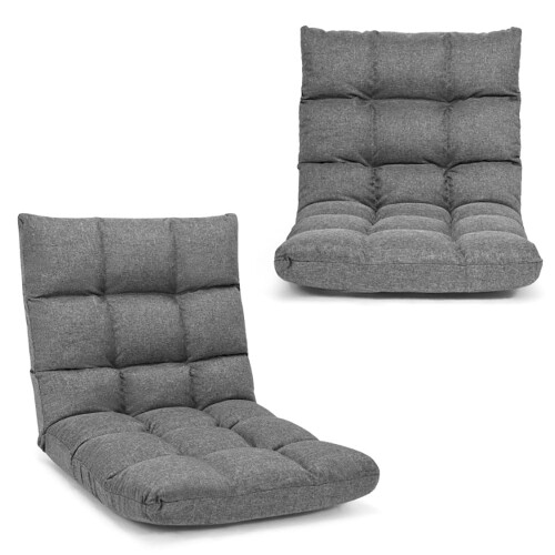 Justerbar gulvsofa – 14 positioner, bomuld-hør, 2