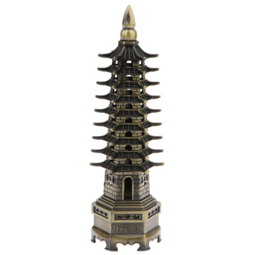 Estátua de pagode em metal, modelo bronze, 18 cm 1