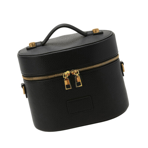 Oval Travel Cosmetic Bag With Adjustable Strap Removable-Black