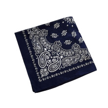 Classical Cashew Print Cotton Bandana Cool Head Wrap-Navy Blue