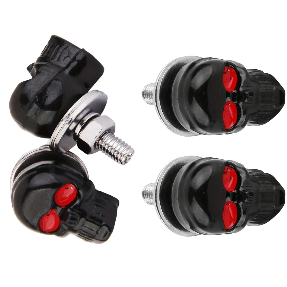 Skull License Plate Mounting Screws Universal For Auto-Black 4 7751001379840