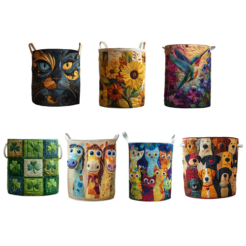 Fashionable Quilted Design Hamper with Handle Laundry Basket-D 1
