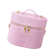 Modern Curved Shape Vanity Bag with Removeable Divider for-Pink