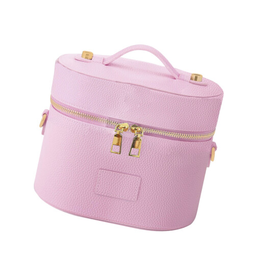 Modern Curved Shape Vanity Bag with Removeable Divider for-Pink