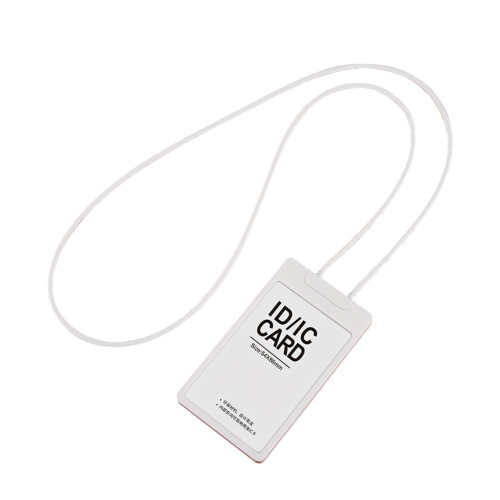 Retractable Lanyard With Clear Plastic Card Sleeve For-White