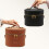 Oval Travel Cosmetic Bag With Adjustable Strap Removable-brown 3