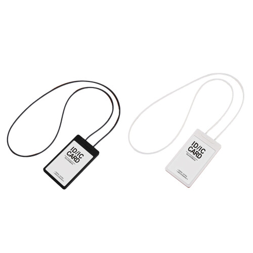 Retractable Lanyard With Clear Plastic Card Sleeve For-White 1