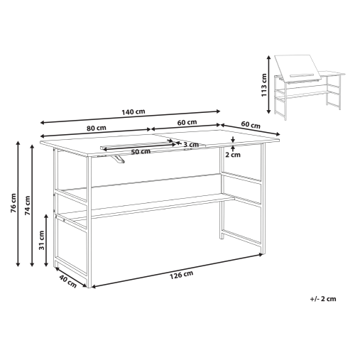 Beliani Tilting Drawing Desk ORAN 140 cm 60 cm White 2