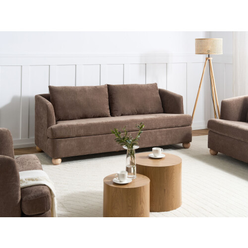 Beliani Sofa 3 Seater RATTVIK Chenille Brown 1