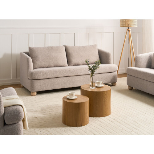 Beliani Sofa 3 Seater RATTVIK Boucle Beige 1