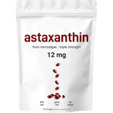 (1 bottle) 1-5X Astaxanthin 120 Softgels 12mg - Supports Eye Health and Joint Health New