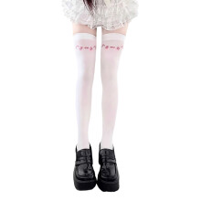 Chaussettes blanches au dessus du genou, tendance,-chat timide