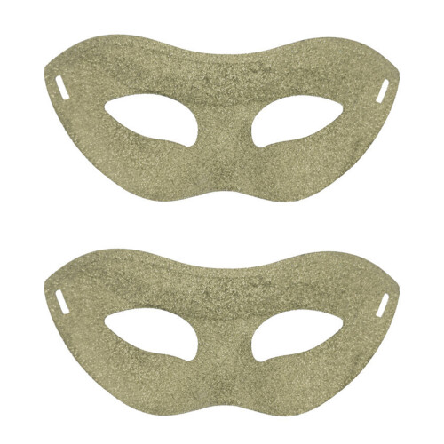Gentlemen’s Glittered Plastic Masquerades Mask-champagne gold