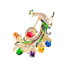 Elegant Peacocks Brooch Crafted from Premium Alloy-color
