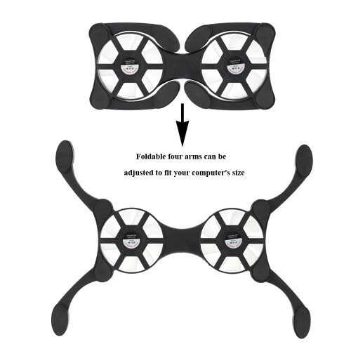 Base di raffreddamento per laptop con 2 ventole e bracci pieghevoli 1