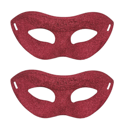 Plastic Glittered Masquerades Mask Half Face Cover Dance-Red