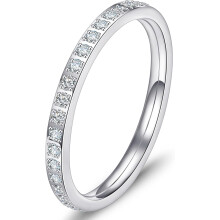 18K Gold Plated Stainless Steel CZ Eternity Band 2mm