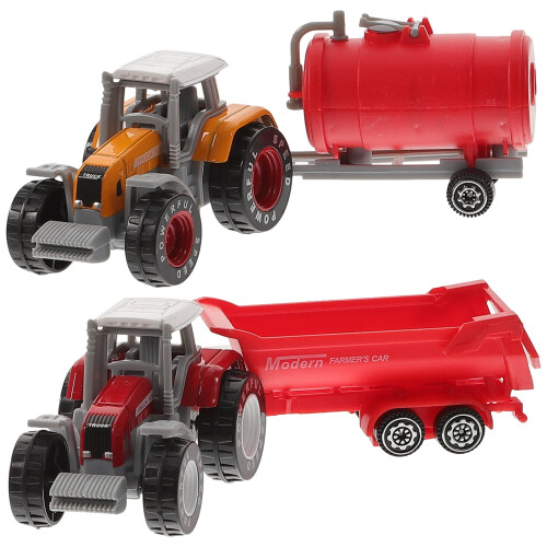 Set di 2 trattori giocattolo in plastica per bambini