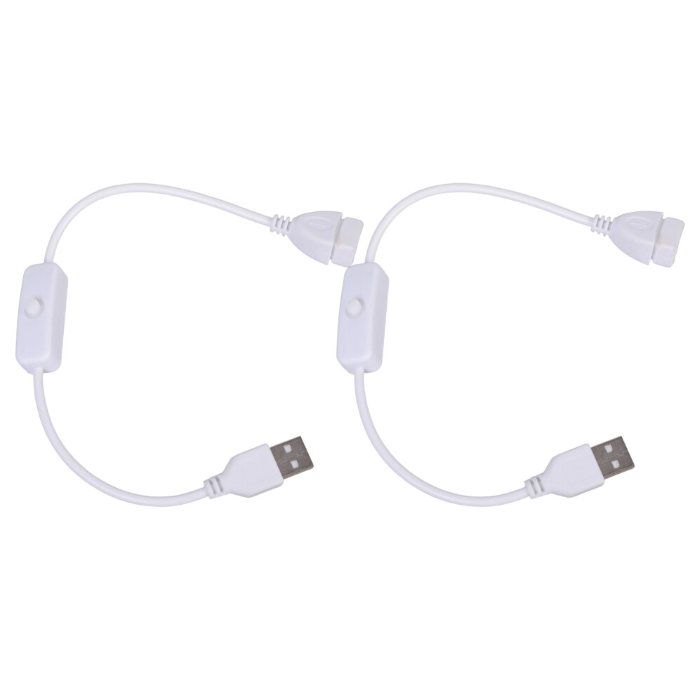 2Pcs Usb Male Female Switcher Cable Extension Cord With- White 7751001390807