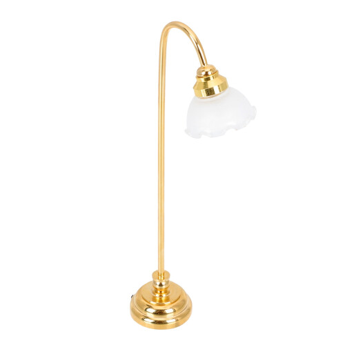 Mini LED gulvlampe til dukkehus – gylden, 12 cm
