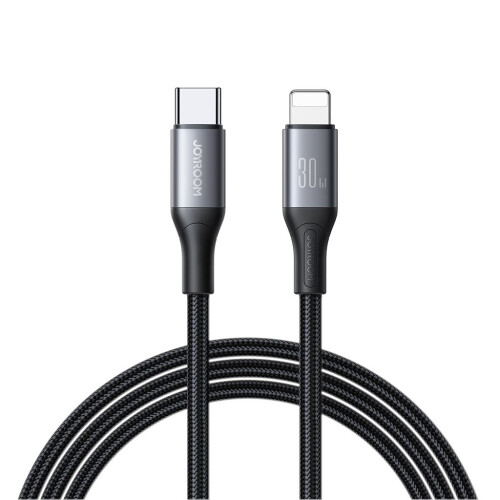 Câble tressé S-A28 USB-C - Lightning 30 W 1 m - Noir