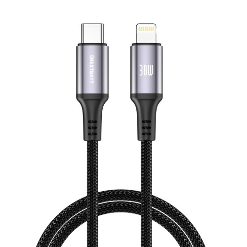 NEXTBATT USB-C - Lightning -kaapeli 30W, 3A, 2m - musta