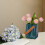 Vaso de flores de plástico azul, 16,3 cm 4