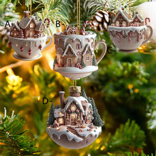 Hot Cocoa Coffee Cup Ornament Acrylic Christmas Tree Decor 2