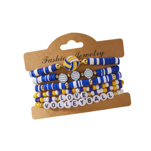 Stapelbare elastische kralenarmband met-volleybal armband