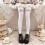 Trendy witte overknee sokken van elastisch nylon,-katje 6