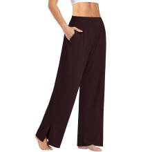 Women Soft High Waist Work Trousers Business-dark coffee M