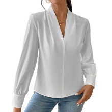 Women's work shirt, long-sleeved shirt, spring business-White S